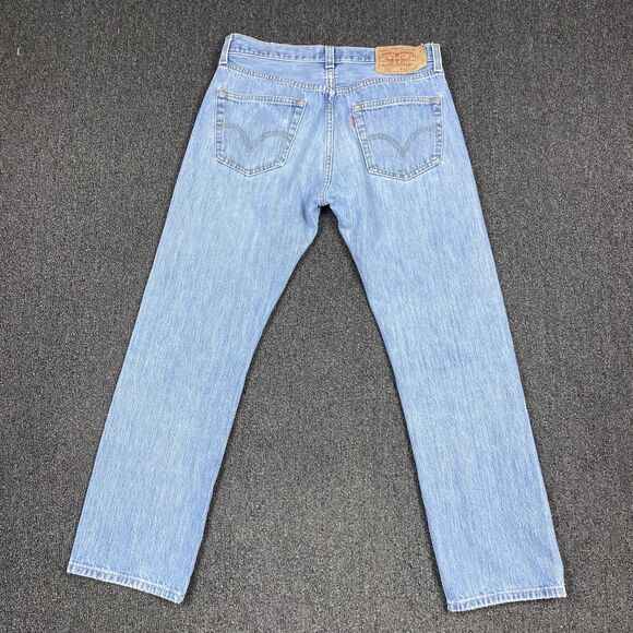 Levi's 501 Jeans Men's Blue Straight Leg Button Fly Stretch Jeans Size 32x30 - Picture 6 of 7